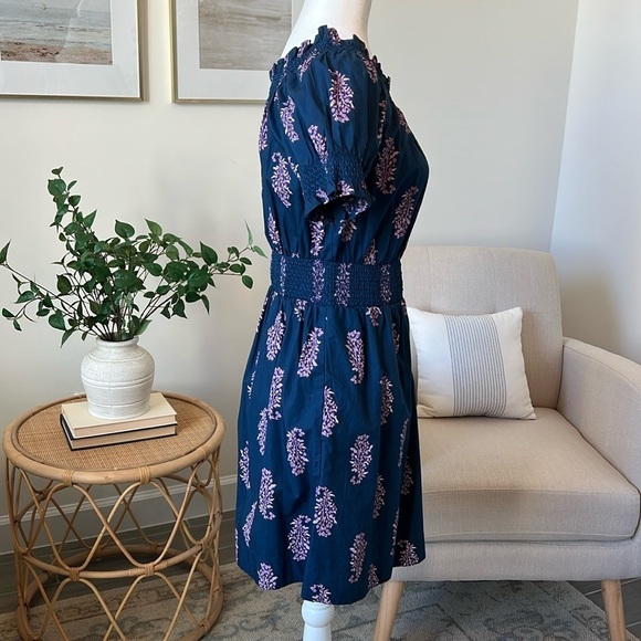 J. Crew Smocked Puff Sleeve Cotton Poplin Dress Budding Branch Print Size XS - Picture 7 of 17